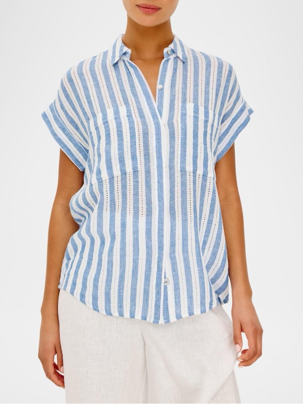 Rails Blue & White Striped Short-Sleeve Button Shirt